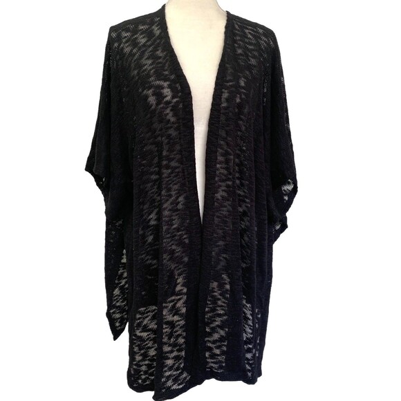 NWT Avenue Cardigan Women's 18/20 Sweater Black Open Front Kimono - Picture 1 of 5